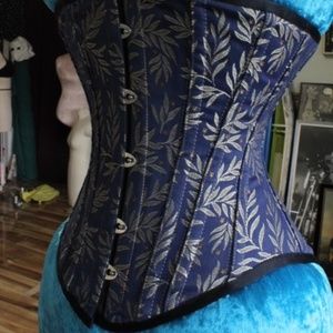 Dk Blue w/Lt gold leaves UB corset-19"